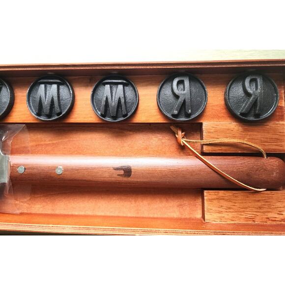 TUSCAN GRILL BRANDING SET-Rare-Medium-Well Done Branding Discs-Wood Handle-Gift - Picture 5 of 8